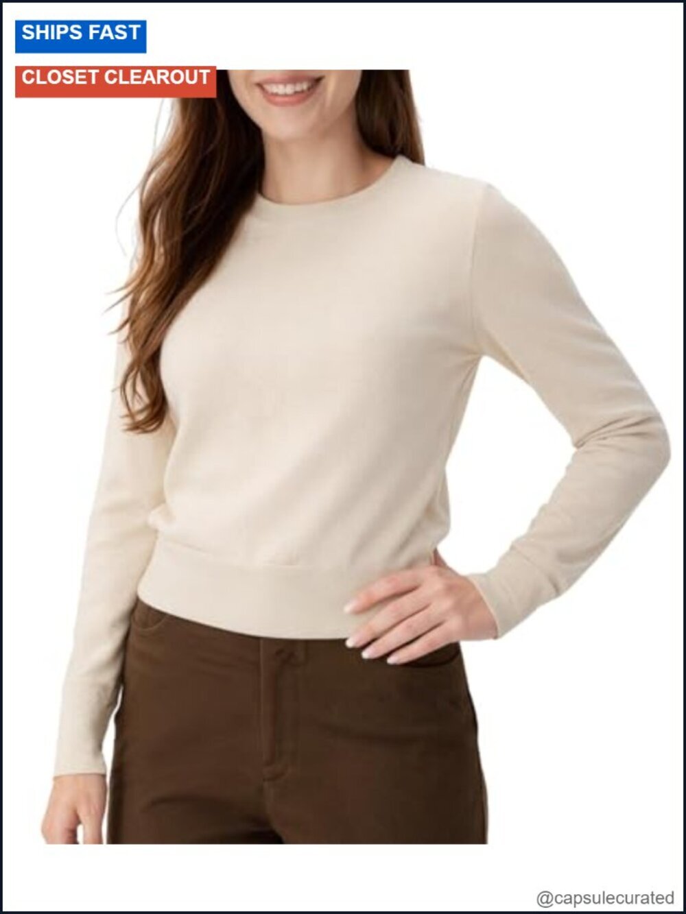 Women's Long Sleeve Crewneck Lightweight Pullover Sweater 100% Wool